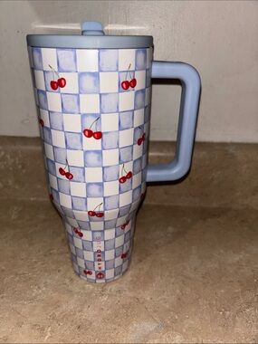 HydroJug Blue & Red Cherry Check Insulated Mug